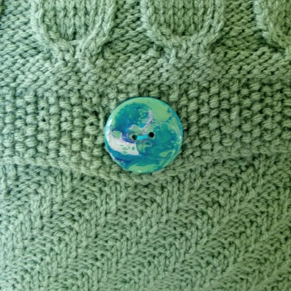Hand Crafted Pillow Knit Sage Green Owl Googly Eye Hand Painted Button H…